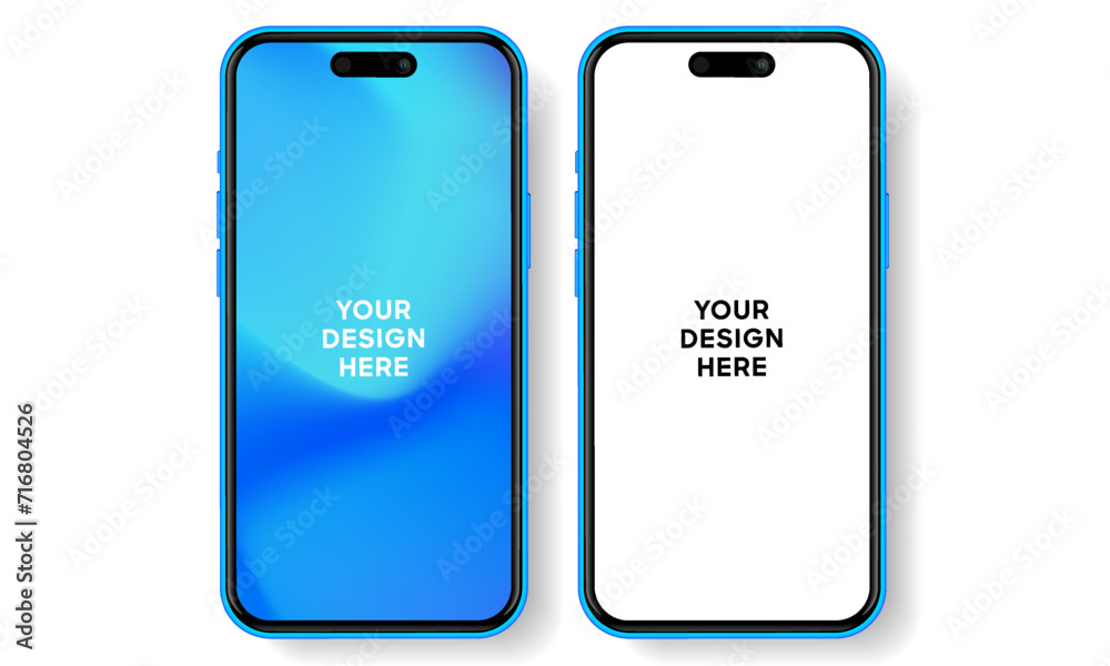Poster Realistic smartphone mockup. Mobile phone vector with isolated on white background. Device front view. 3D mobile phone with shadow. Realistic, high quality smart phone mockup for ui ux presentation.