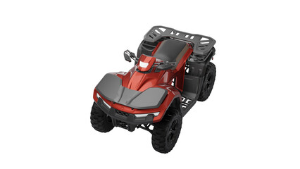 Fototapeta na wymiar A generic red ATV. All-Terrain-Vehicle rendering, top down perspective. 3D Render.