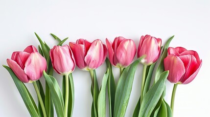 Isolated on a white background, tulips for Women's Day on March 8th