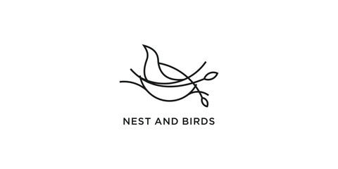 Fototapeta premium bird nest leaf logo 