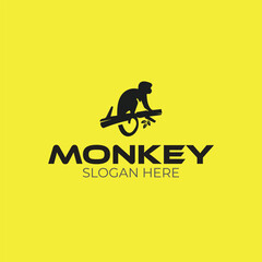 Vector monkey logo, chimp logo template.