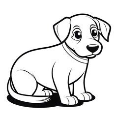 Dog Coloring Book Page Illustration Art On Transparent Background Generative AI.