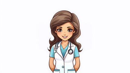 Professional Female Doctor,  Clipart of a professional female doctor with a stethoscope, exuding confidence and care