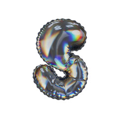 3d illustration caustic dispersion balloon letter S