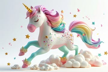 Slats personalizados com sua foto Magical cute unicorn and rainbow illustration isolated on white background