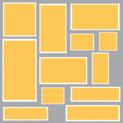 Postal stamps template vector set
