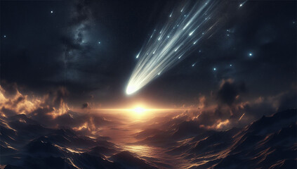 La chute de la comète  - obrazy, fototapety, plakaty