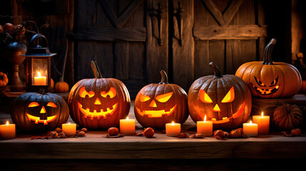 halloween pumpkin on a wooden background