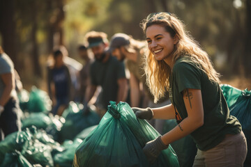 A visually elaborate scene of young volunteers actively participating in community service, showcasing their dedication to making a positive impact on the world around them.