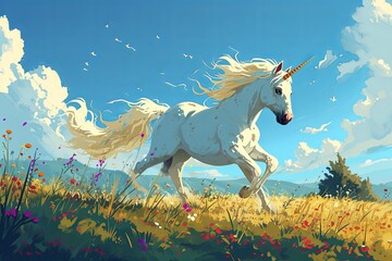 Watercolor Cute rainbow Pegasus unicorn horse illustration isolated on white background