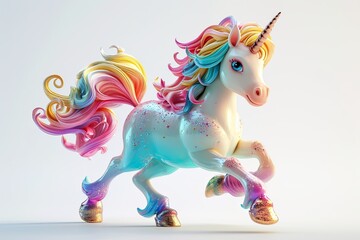 Magical cute unicorn and rainbow illustration isolated on white background