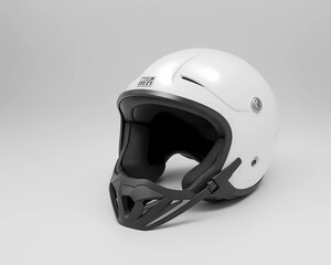Fototapeta premium White Motorcycle Helmet with Black Interior