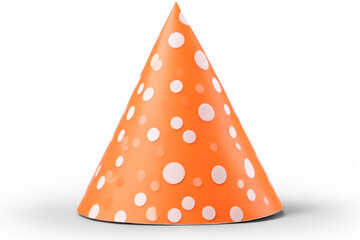 Orange birthday party hat isolated cutout on transparent