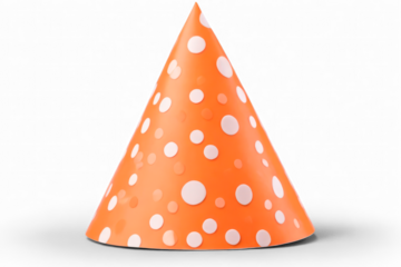 Orange birthday party hat isolated cutout on transparent