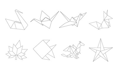 origami line art, icon ellements illustration