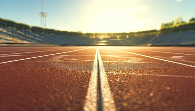 close up top view of running track,clean detail nature light photorealistic Generative AI