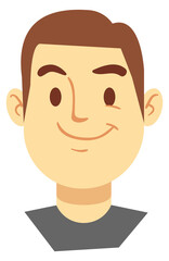 Smiling man portrait. Cartoon face. Happy person