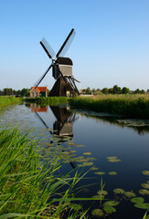 Fototapeta premium Traditional Dutch windmill on a sunny summer day