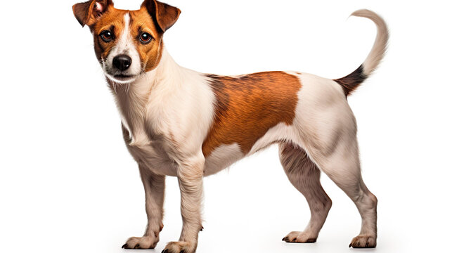 jack russell terrier standing on white background