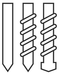 Screws and bolt icon. Construction fastener. Handwork symbol