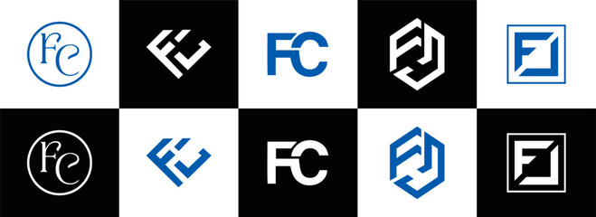 FC logo. F C design. White FC letter. FC, F C letter logo  FC design. Initial letter FC linked circle uppercase monogram logo. F C letter logo FC vector design. FC letter logo design five style.	
