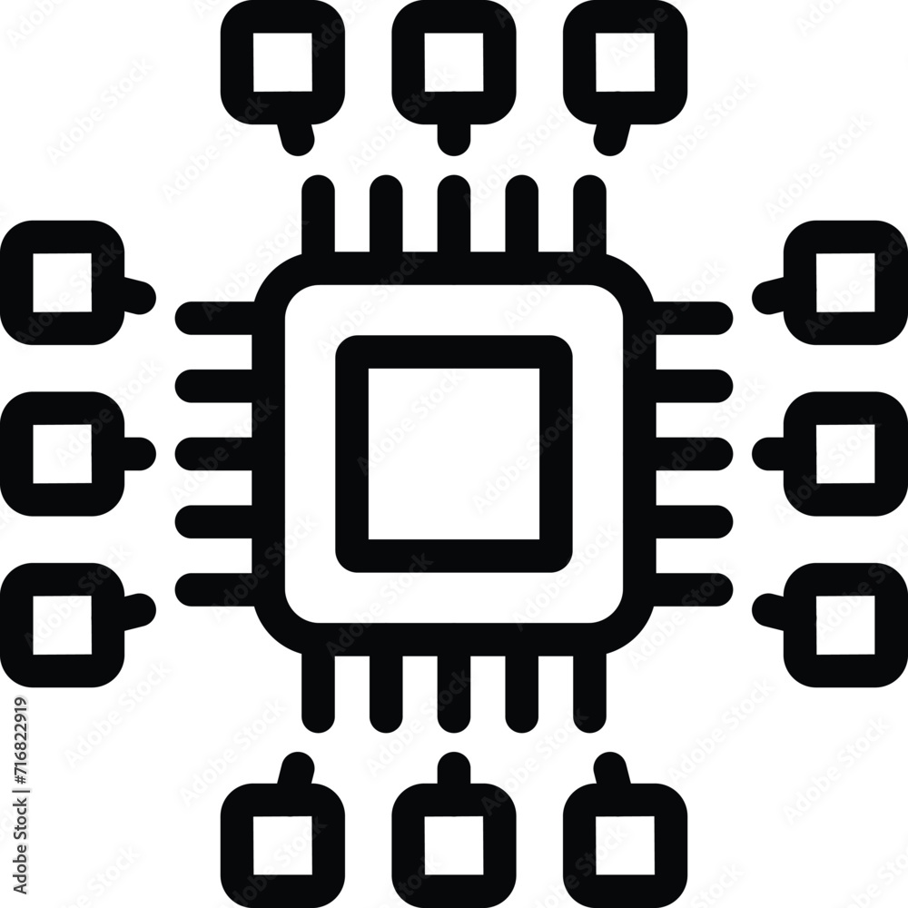 Poster hacked processor icon outline vector. data network. access scam