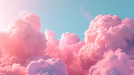 Close up view of beautiful colorful clouds, sky background, cartoon style. Fluffy  clouds. Sunset, sundown background - obrazy, fototapety, plakaty