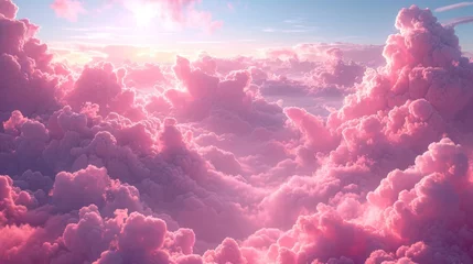 Foto auf Leinwand Close up view of beautiful colorful clouds, sky background, cartoon style. Fluffy  clouds. Sunset, sundown background © nataliia_ptashka