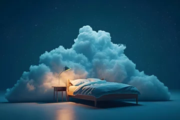 Fotobehang Night clouds with bed. Good night background. © Pacharee