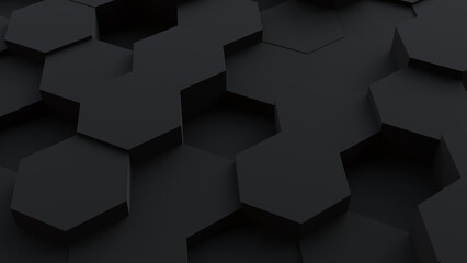 Abstract black hexagon luxury background 