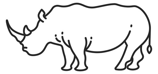 Rhinoceros line icon. African wildlife symbol. Safari animal