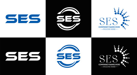 SES logo. S E S design. White SES letter. SES, S E S letter logo SET design. Initial letter SES linked circle uppercase monogram logo. S E S letter logo SET vector design. SES letter logo design five 