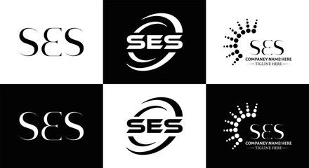 SES logo. S E S design. White SES letter. SES, S E S letter logo SET design. Initial letter SES linked circle uppercase monogram logo. S E S letter logo SET vector design. SES letter logo design five 