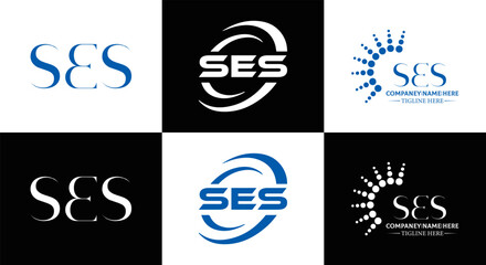 SES logo. S E S design. White SES letter. SES, S E S letter logo SET design. Initial letter SES linked circle uppercase monogram logo. S E S letter logo SET vector design. SES letter logo design five 