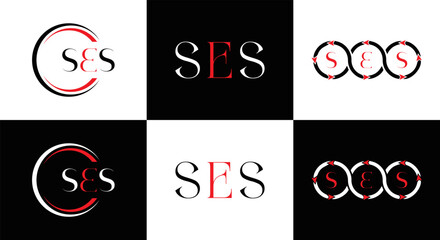 SES logo. S E S design. White SES letter. SES, S E S letter logo SET design. Initial letter SES linked circle uppercase monogram logo. S E S letter logo SET vector design. SES letter logo design five 