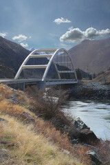 Beautiful arched bridge across the main fork of the salmon river north of riggins, known as time zone bridge because it separates Mountain time from pacific time