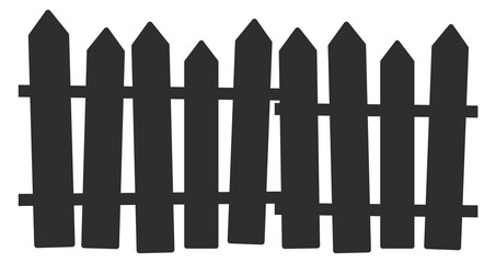 Timber fence. Black wooden plank silhouette border