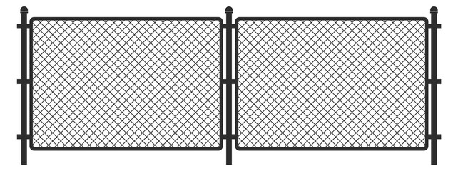 Metal grid fence. Barrier construction black icon
