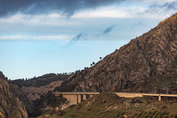 Palermo, Sicily, Italy The SS624  highway through the Vale dell Jato mountain pass.