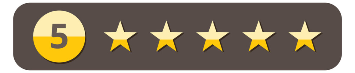 Five star rating. User feedback. Customer satisfaction