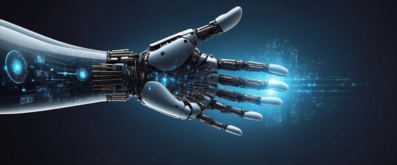 Artificial intelligence lends a hand with digital design, web banner - obrazy, fototapety, plakaty