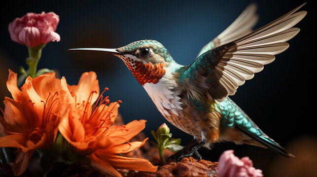 Hummingbird in the Flower