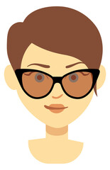 Fashion sunglasses on female head. Summer outdoor accessory