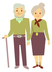 Old couple together. Loving seniord standing and smiling