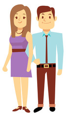 Happy couple together. Man and woman relationship cartoon characters