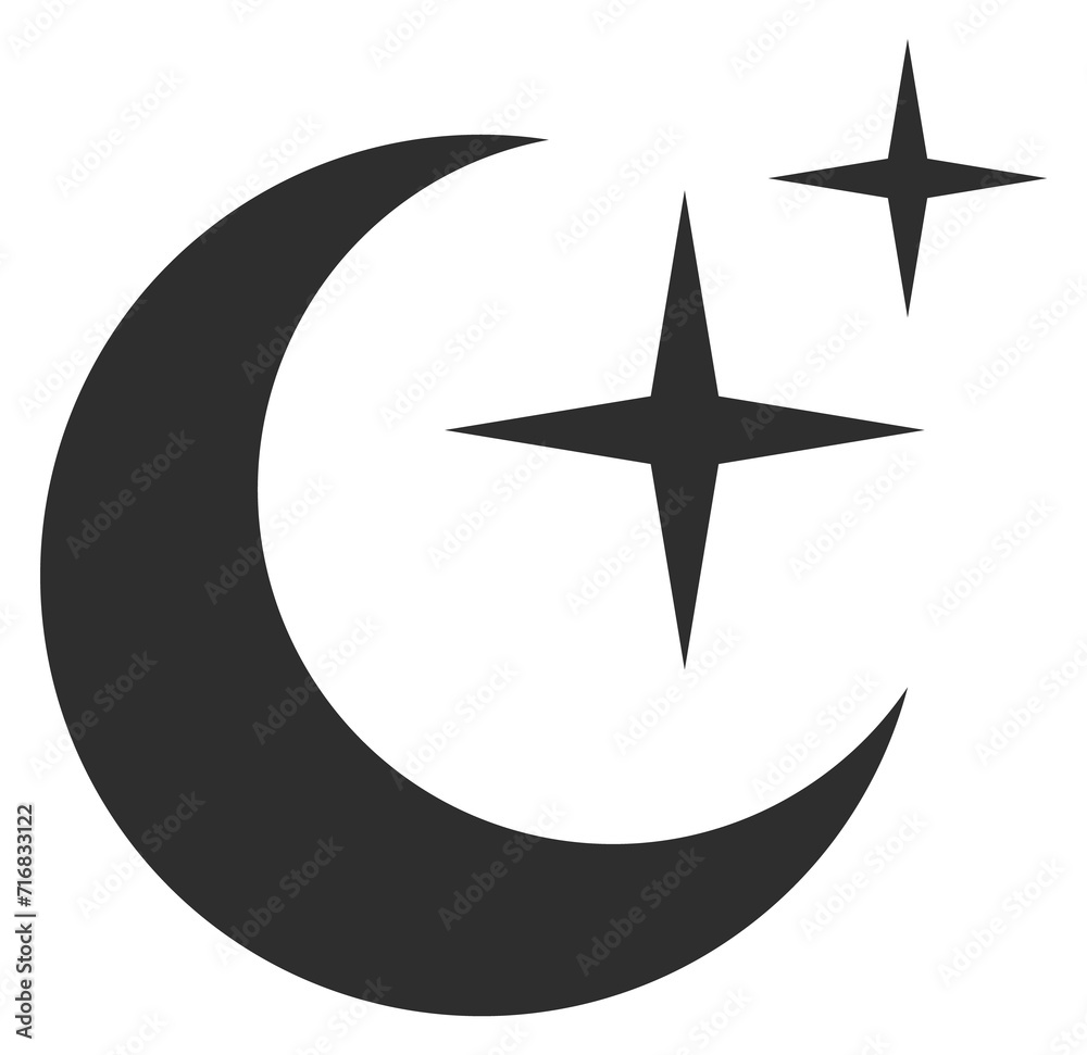 Canvas Prints night star symbol. crescent and stars black icon