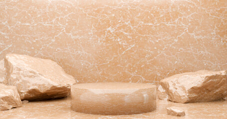 stone podium design on background 
