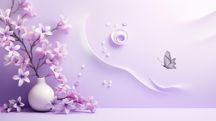 Lilac background, inspired by gentle gradients, whimsical patterns, and minimalist elements for a timeless and elegant composition Ai Generative