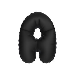 3d illustration black matt balloon letter A