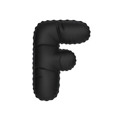 3d illustration black matt balloon letter F
